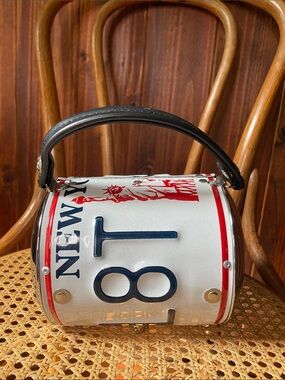 90’s Vintage Little Earth New York License Plate Bag with Navy & Red Accents